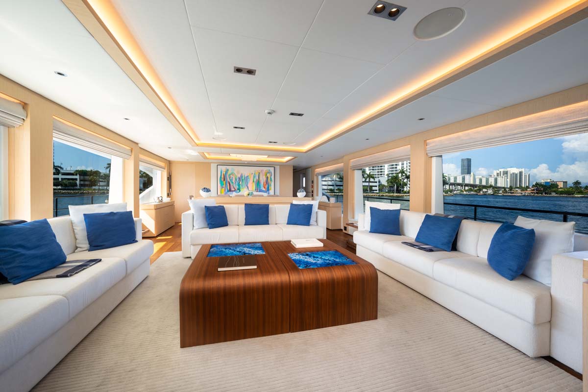 Owner's stateroom of SANTOSH 108 foot Majesty yacht for sale.