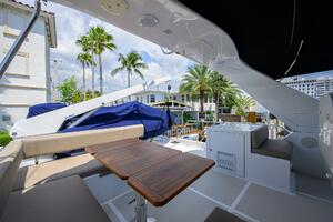 Teal Table Fully Extended on Flybridge