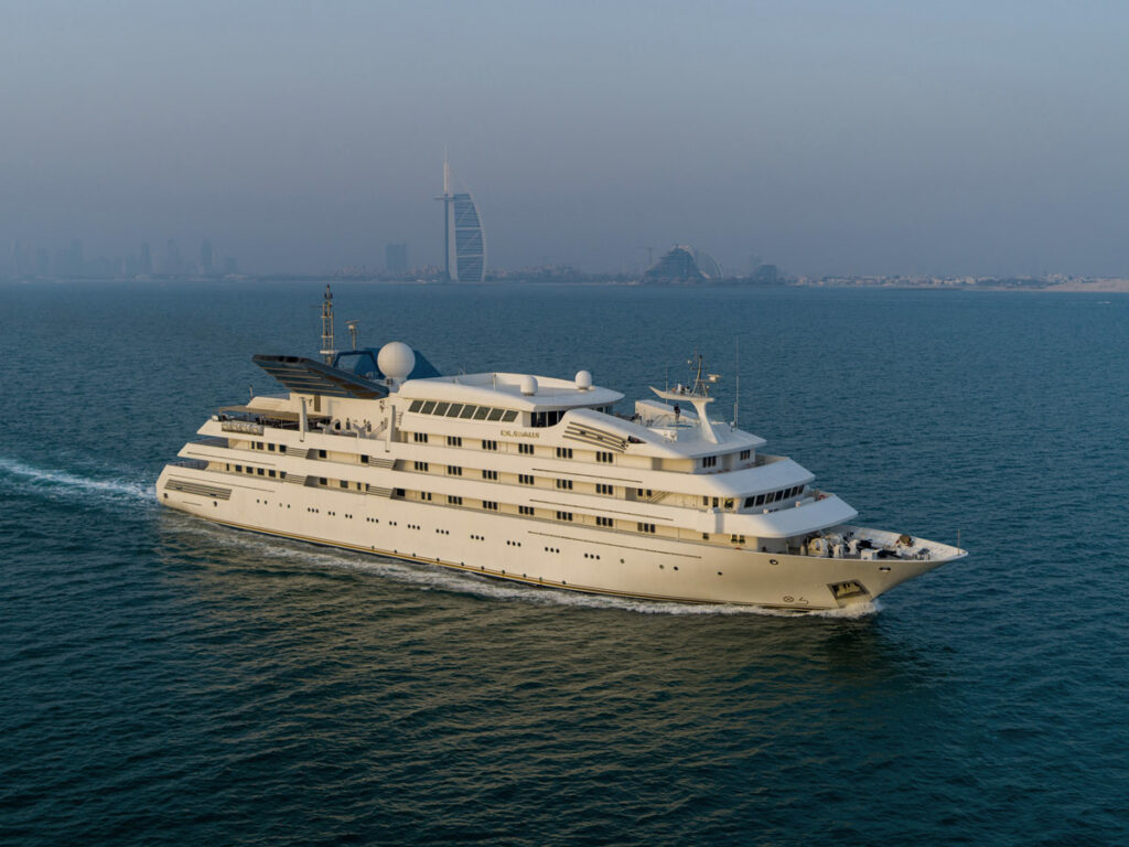 Profile of DUBAWI; yacht at the 2023 Dubai Boat Show