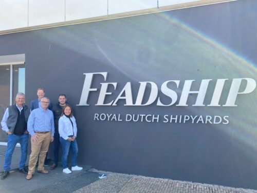 The Worth Avenue Yachts team at the Feadship Shipyard
