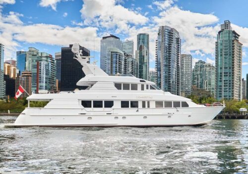 Profile of SUMMERTIME II, a 116 foot Hatteras yacht for sale.